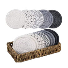 Suporturi pentru pahare, Set suporturi pentru coșuri din iarbă de mare, 10 buc suporturi absorbante Boho pentru măsuța de cafea, coș mare țesut