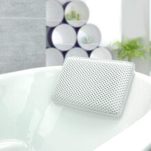 Bath Pillow with Orthopedic Neck Support, Waterproof Spa Cushion with 8 Suction Cups, White