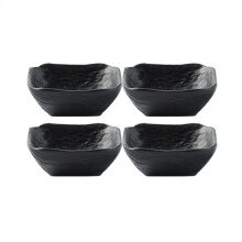 Elegant Stone Pattern Ceramic Tableware Set with Stackable Dip Bowls for Appetizers, Black
