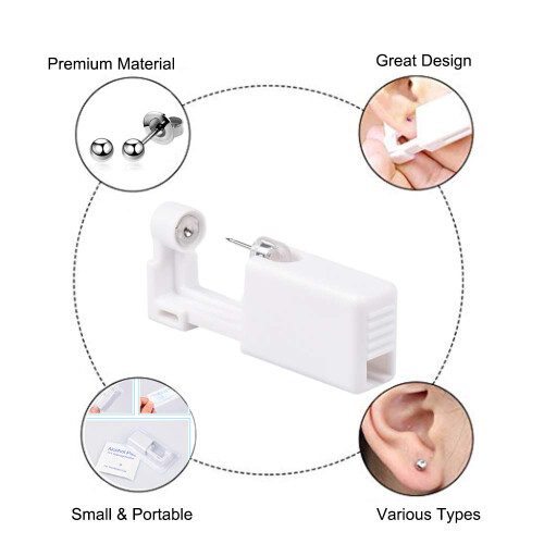 Sterile Disposable Ear Piercing Gun Kit with Pink CZ Studs, Fast Safe Self Piercing 2 Pack 2