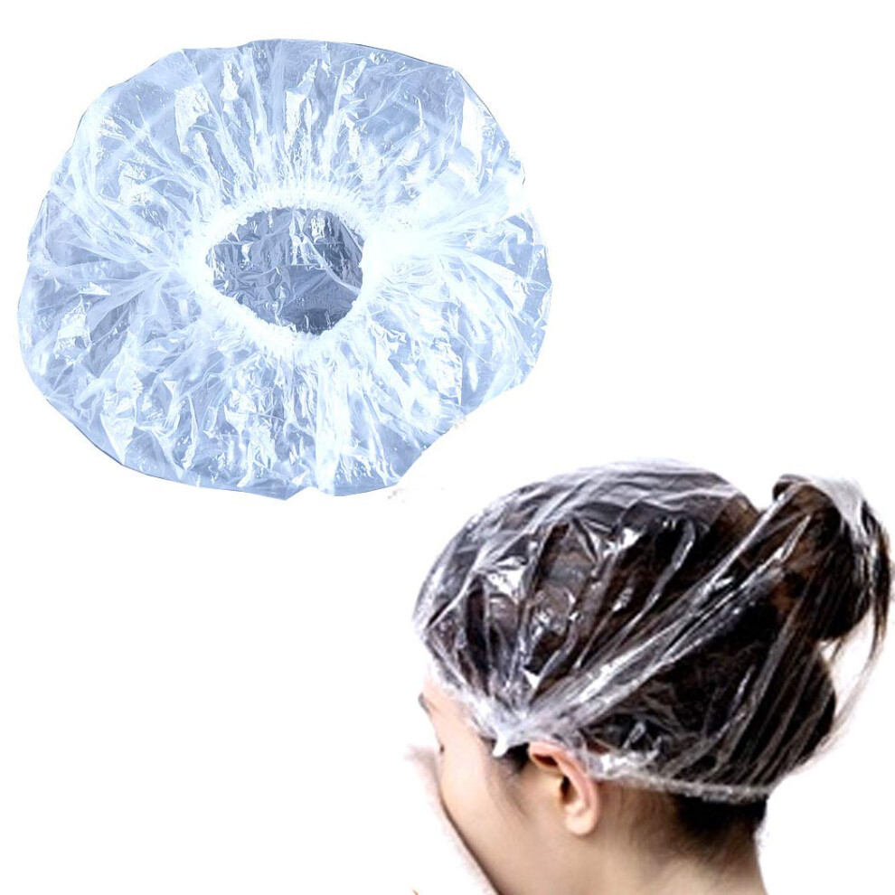 Blue Disposable Shower Caps 100 Pack Waterproof Hair Caps With Elastic Band For Salon Spa
