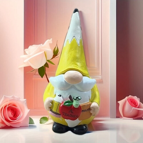 Φιγούρα Gnome κήπου από ρητίνη με θέμα τον δάσκαλο, σχέδιο καπέλου με μολύβι, 1