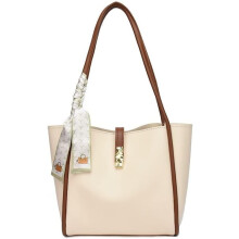 DIY Handbag Kit with Waterproof PU Leather, PrePunched Craft Set for Beginners, Beige