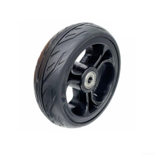 5 Inch Solid Rubber Wheel with Hub, 126mm Replacement Tire for Cart with Stable 8mm Bearing