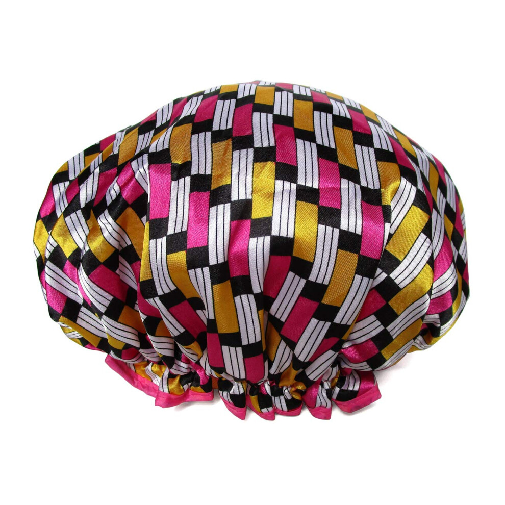 Red Large Waterproof Shower Cap For Women Long Hair, Reusable Peva Lined Bath Cap Rose