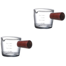 Milk Frothing Pitcher and Espresso Coffee Cup Set, Stainless Steel, Wooden Handle, Latte Art