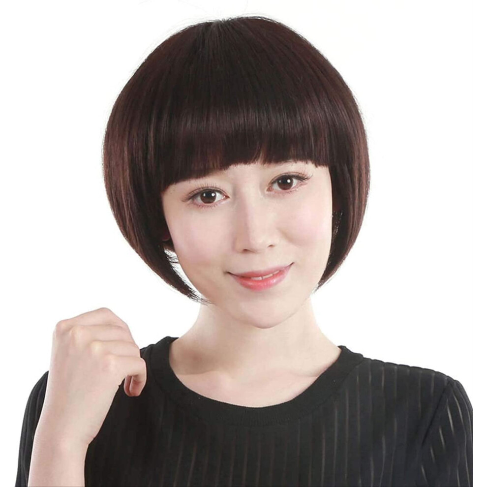 Human Hair Bob Wig with Bangs Brazilian Virgin Straight 130 Density for Women