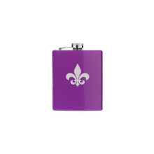 Purple 7oz Stainless Steel Hip Flask FS79 Fleur De Lis