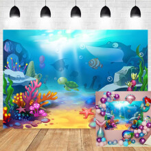 5x3ft desene animate lumea subacvatică fotografie fundal albastru ocean frumos coral drăguț pește fundal copii