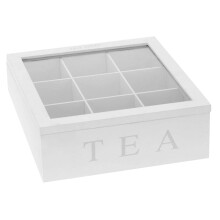 Scatola porta tè in legno, organizer per tè in legno, scatola porta tè a 9 scomparti con coperchio trasparente per zucchero, capsule di caffè,