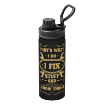 Fix Stuff and I Know Things Geïsoleerde waterfles 530 ml Roestvrijstalen sportketel Draagbare beker voor op reis, buiten en in de sportschool