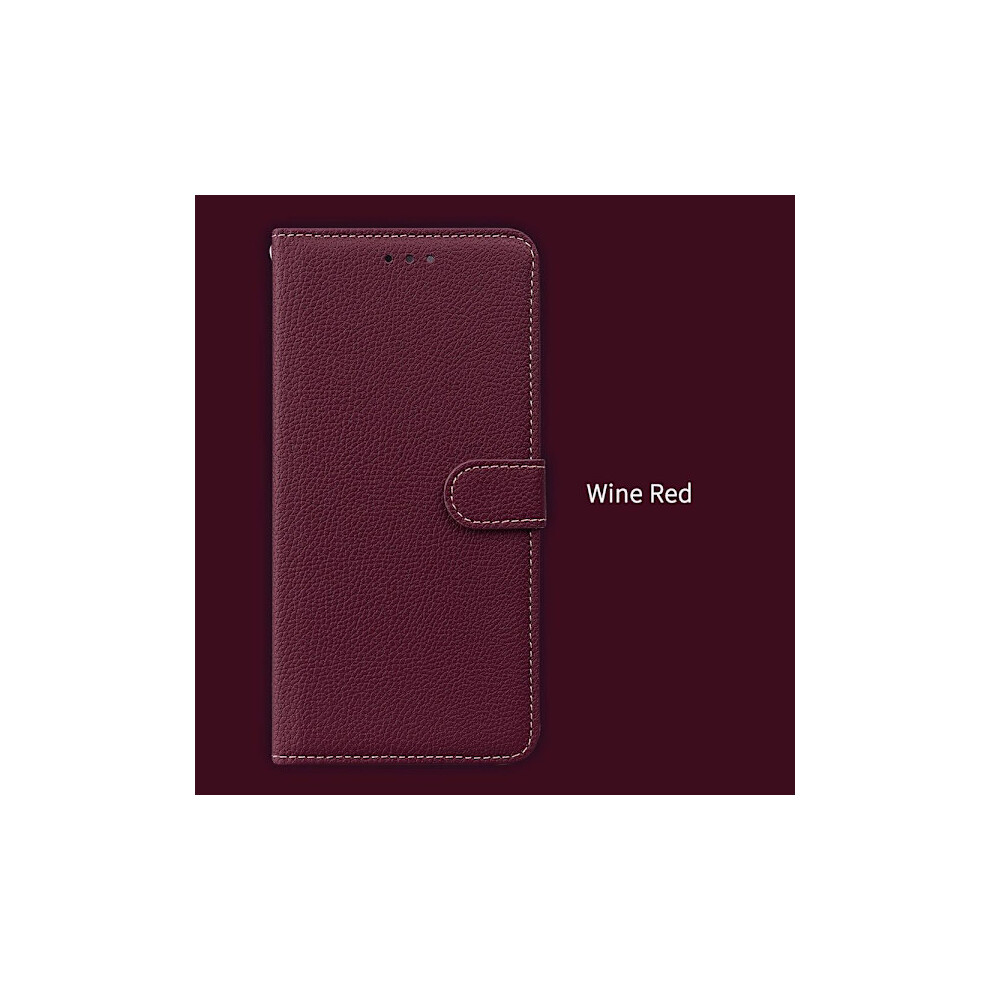 (For Compatible With Iphone 11) Pu Leather Wallet Case With Card Slots, Magnetic Wine Red 9322103759106