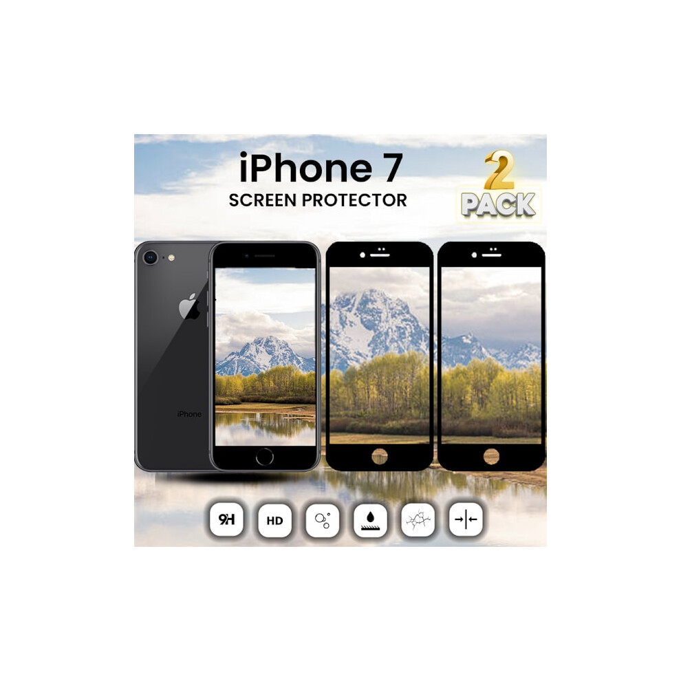 2 Pack Compatible With Iphone 7 - Tempered Glass 9H - Super Quality 3D Black 9322103759236