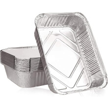 Casewin Confezione da 50 vassoi in alluminio da 2250 ml, contenitori monouso per cottura al forno, barbecue, arrosti, cibo da asporto e conservazione