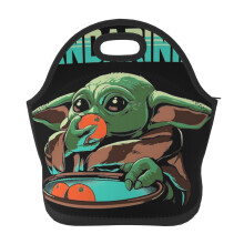 Bolsa térmica reutilizável com estampa fofa do Baby Yoda de Star Wars, com bolsos e grande capacidade para o trabalho, piquenique e viagens.