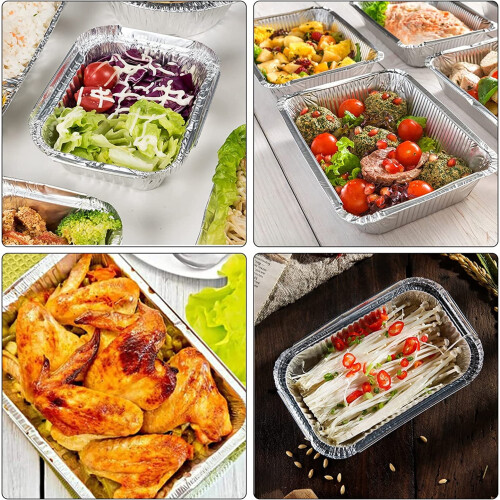 Casewin50Pack Δίσκοι από Αλουμινόχαρτο 2250ML, Δοχεία μιας χρήσης για ψήσιμο, μπάρμπεκιου, 1