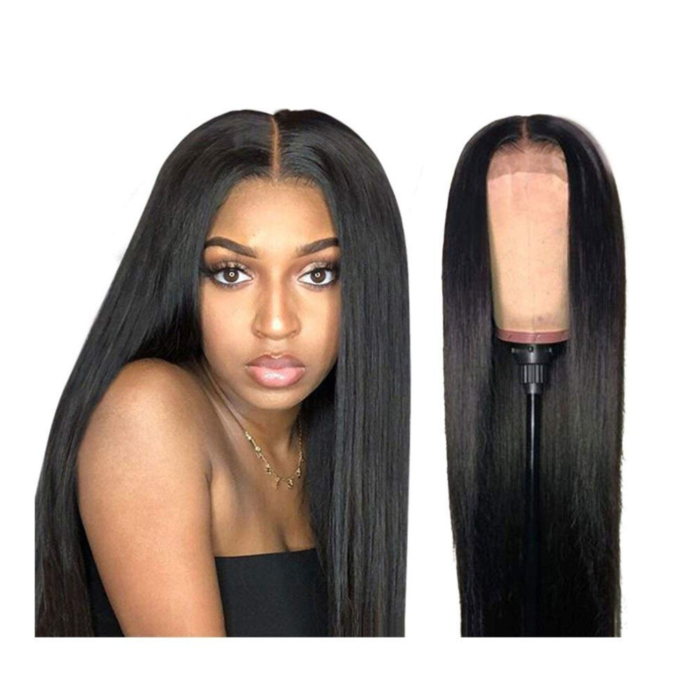 Human Hair Lace Front Wig Malaysian Straight 360 Frontal 4x4 Closure 180% Density Natural Hairline
