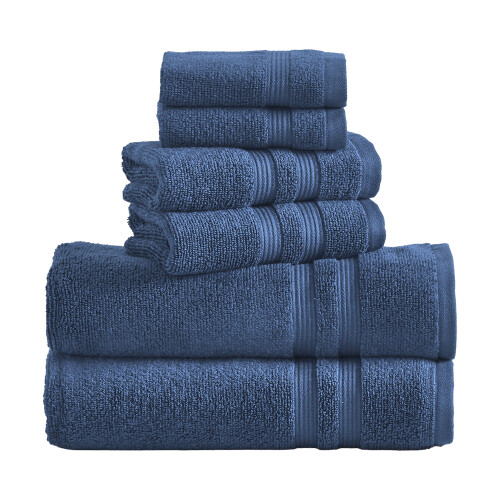 Mainstays Performance Solid 6-teiliges Badetuchset, Indigo
