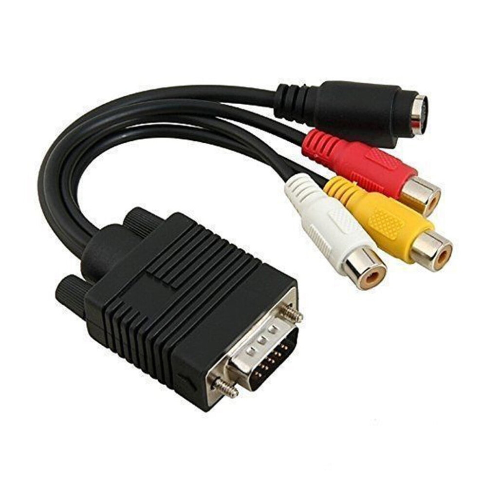 To Vga Svga Av Pc Tv Cable Adapter Computer Converter Laptop 3 Out S-Video Cable 9173940080850