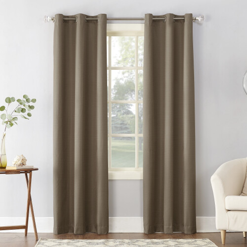 Sun Zero Cooper Textured Thermal-Lined Blackout Energy-Efficient Grommet Curtain Panel, 40"x63", Mocha (Single Panel)