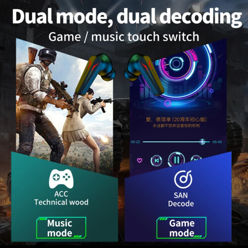 Νέα ασύρματα ακουστικά Bluetooth Q31Gaming TWS in-Ear Cool, ακουστικά με μη επαγωγική 2