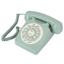 TureClos Retro-Telefon mit europäischer Wählscheibe, hellblau, Rauschunterdrückung, einstellbare Lautstärke, kompatibel mit Festnetzanschlüssen