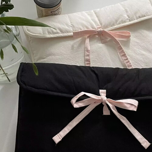 Bolsa para computador com laço coreano, preta e rosa, para tablets, ideal para viagens, tamanhos 13-14 polegadas. 1