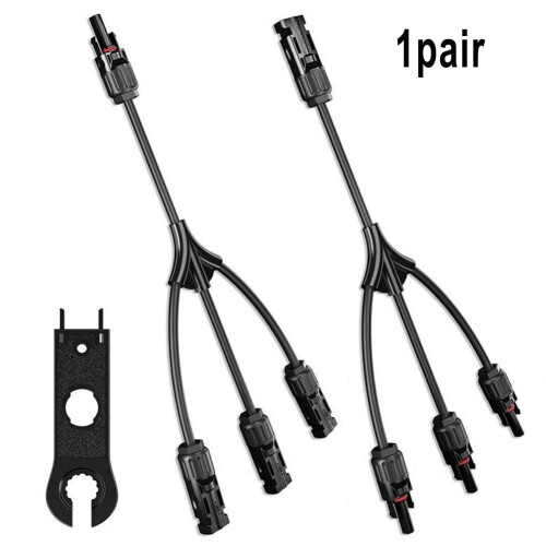 1 Pair Solar PV Panel Y Branch Cable Connection Waterproof Adapter with Wrench 1