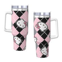 Hello_Kitty40Oz Tumbler Med Handtag Och Sugrörslock Isolerad Mugg Rostfritt Stål Vattenflaska Resemugg Mugghållare Används Som Gåvor