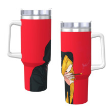 BA_PE40Oz Bicchiere termico con manico e cannuccia, a prova di perdite, con coperchio e cannuccia, realizzato in acciaio inossidabile, base