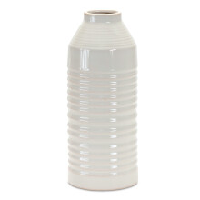 Vaso de mesa redondo de terracota branca de 14,75 polegadas