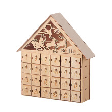 Decorazioni natalizie in legno con luci a LED, calendario dell'Avvento di 24 giorni, regalo creativo, compatibile con le festività natalizie