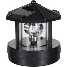 Farol Solar Giratório para Jardim, Luminária Decorativa Impermeável para Pátio e Jardim (Preto)