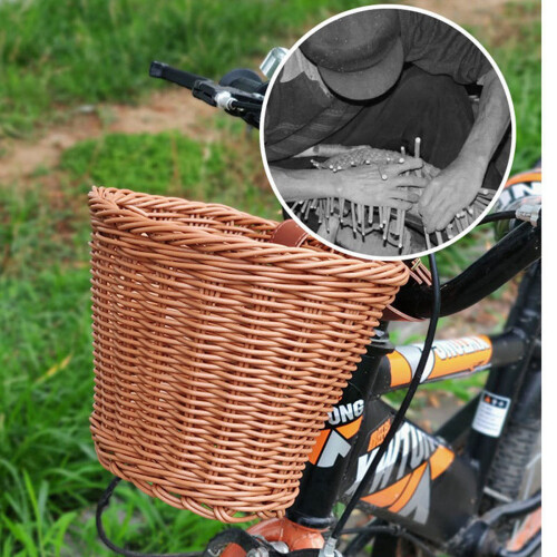 Παιδικό μπροστινό τιμόνι από rattan, χειροποίητο καλάθι ποδηλάτου, υφασμένο παιδικό 1