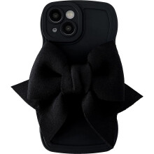 Sød sløjfe-knude, krøllet bølgeramme, blød, kompatibel med iPhone-cover (sort, kompatibel med iPhone 11Pro Max)