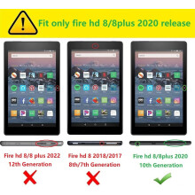 Capa para Kindle Fire HD 8 e Fire HD 8 Plus (lançamento de 2020, 10ª geração), capa protetora resistente a impactos com suporte (azul)