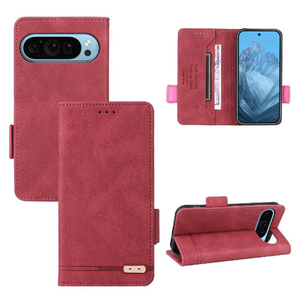Case For Google Pixel 9 Pro With Card Holder Kickstand Leather Folio Flip Case Card Insertion Full Protection Magnetic Carbon Fiber 9433291463482