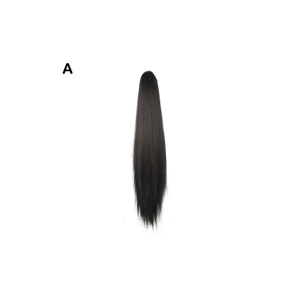 Unisex Black Synthetic Long Straight Claw Ponytail Wig Clip In Hair N Hairpi One-Size