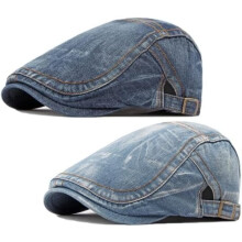 Kiibsot2Pack Herren-Schiebermütze aus Denim und Baumwolle im Ivy-Gatsby-Stil, Fahrer-, Jagd- und Taxifahrermützen