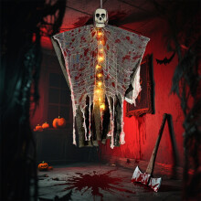 Halloweenské kostry visící duchové Wadada, strašidelní smrtky kompatibilní s venkovní/vnitřní párty dekorací, rekvizity strašidelného