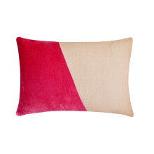 Față de pernă decorativă HomeCentric Fuchsia, set de 2, 30x50 cm, catifea și in, model patchwork, stil modern - Velutinous Fuchsia
