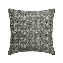 Față de pernă, gri, 55x55 cm, perne decorative, matlasate din mătase jacquard pentru canapea, model geometric, stil modern - simetrie