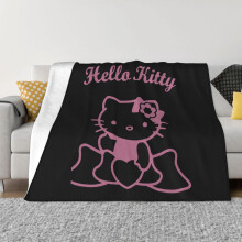 Blaincéad Hello Kitty, Blaincéid Chaithimh Lomra Flannéil, Bog agus Te, leapa Plush, don Tolg, Seomra Maireachtála, Seomra Leapa - 80"X60"
