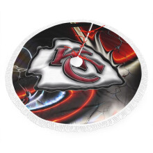 Kerstboomrok van pluche met KC Chiefs-logo, decoratie voor het voetbalteam, felle kleuren, eenvoudig te installeren, geweldig cadeau voor sportfans