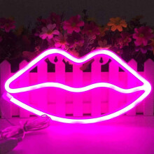 Luminária de LED neon VOSS, luz noturna em formato de lábio, decoração de parede para Natal e casamento.