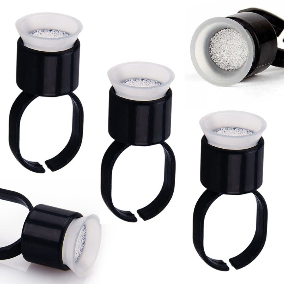 Tattoo Ink Ring Cups 50pcs with Sponge Microblading Pigment Holders for Permanent Makeup