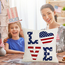 Quinlirra 4th of July kussenhoezen, 18x18 inch Amerikaanse vlag decoratieve kussenhoezen voor Onafhankelijkheidsdag, buiten- en huisdecoratie