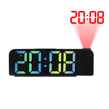 Reloj despertador digital con proyección Aufmer para dormitorio, reloj despertador LED colorido para dormitorios con función de repetición de