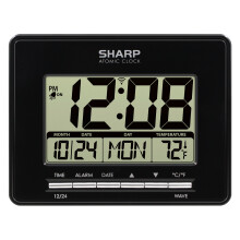 Ag luí le Clog Adamhach Digiteach SHARP, Cruinneas Adamhach, Dáta, Teocht, Cás Dubh, Taispeántas LCD