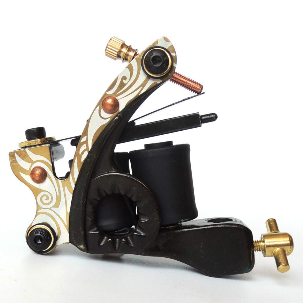 Professional Tattoo Gun Carbon Steel Shader with 10 Wrap Coils for Smooth Shading Control